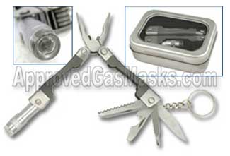 Mini multiple function multi purpose tool w/LED light and more