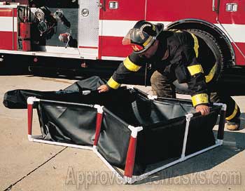 Decontamination shower and pool can be set up by one person in under 2 minutes